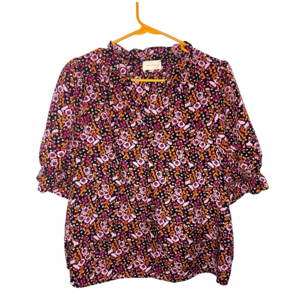 NWOT Melloday‎ Vibrant Floral Peasant Blouse Women’s Size Medium